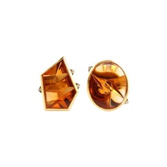 22KT Gold, 18KT Gold, Diamond and Munsteiner Citrine Earrings