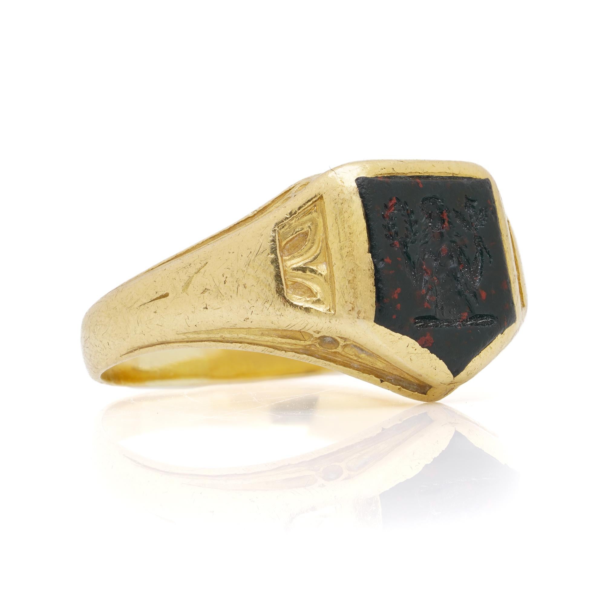 22kt Gold und Blutstein Intaglio Siegelring für Damen oder Herren im Angebot