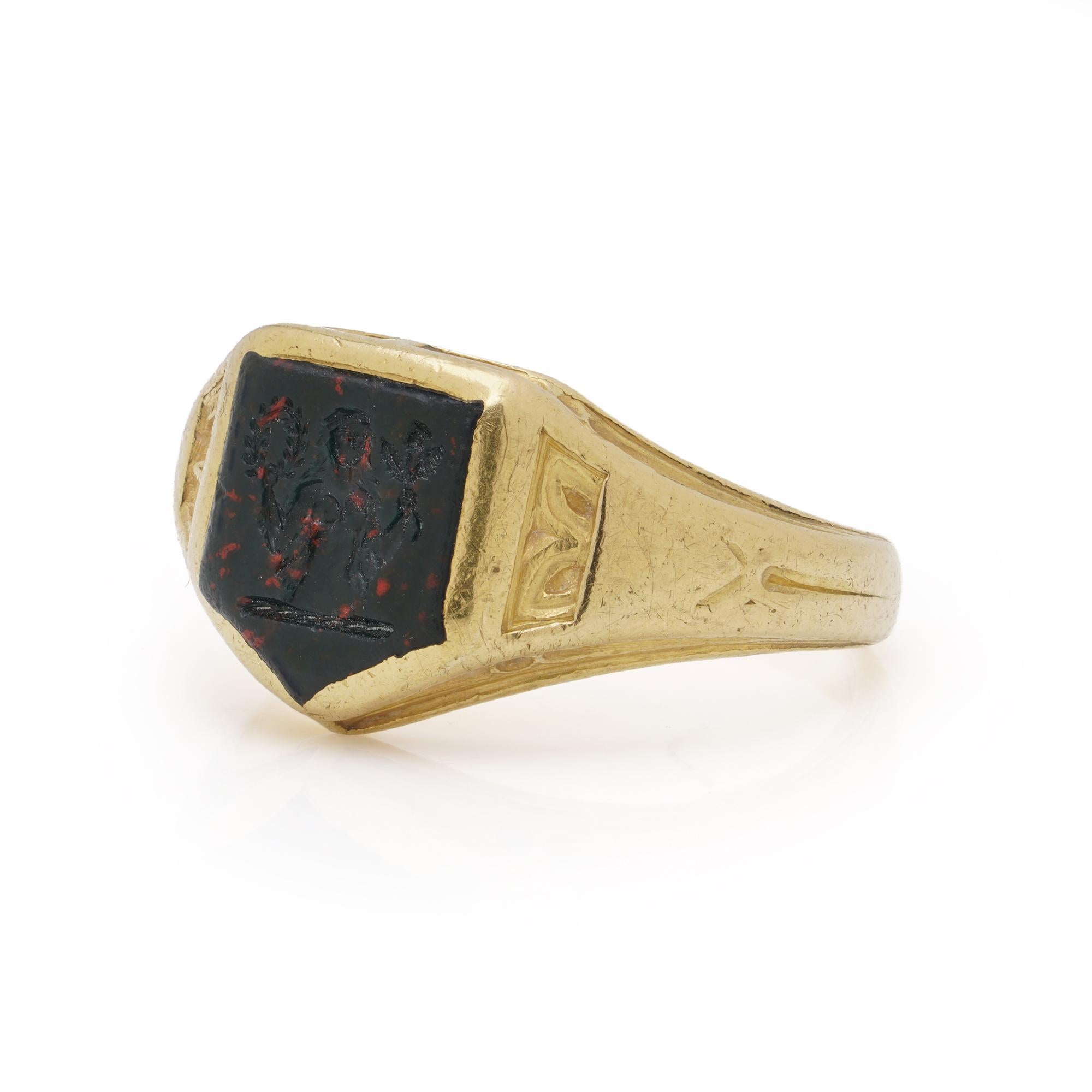 22kt Gold und Blutstein Intaglio Siegelring im Angebot 2