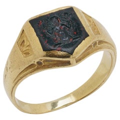 22kt Gold and Bloodstone Intaglio Signet Ring