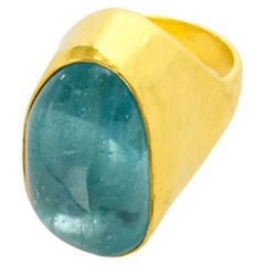 22kt Gold Aquamarine Tibetan Ring