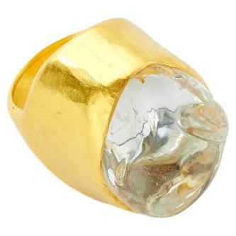 22kt Gold White Tourmaline Tibetan Ring For Sale