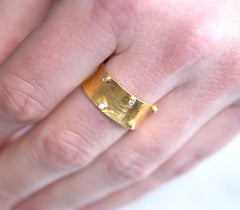 22kt Solid Gold Ring, Concave, Comfort Fit, Hammered Detailed, Sculptural Band
