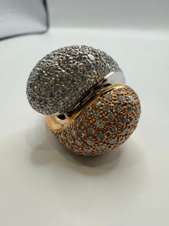 22KT Two tone pave set diamond ring cocktail ring 18Kt gold
