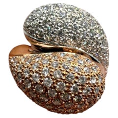 22KT Two tone pave set diamond ring cocktail ring 18Kt gold