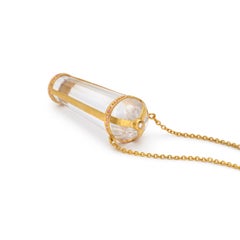 22Kt Yellow Gold Matte Pendant with Laser Quartz Crystal Tourmaline Diamonds