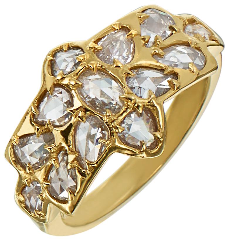 22-karätiger Gelbgold OOAK Bandring mit Diamanten im Rosenschliff Damen im Angebot