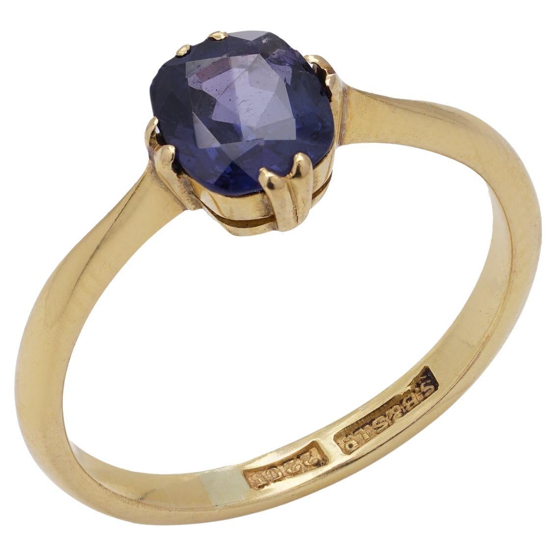 22kt yellow gold sapphire solitaire ring