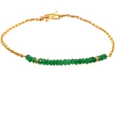 David Tishbi 22K Gold Handmade Chain Emerald Bead Bracelet