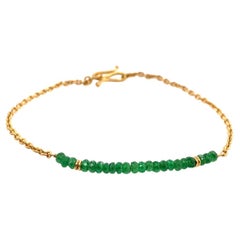 David Tishbi 22K Gold Handmade Chain Emerald Bead Bracelet