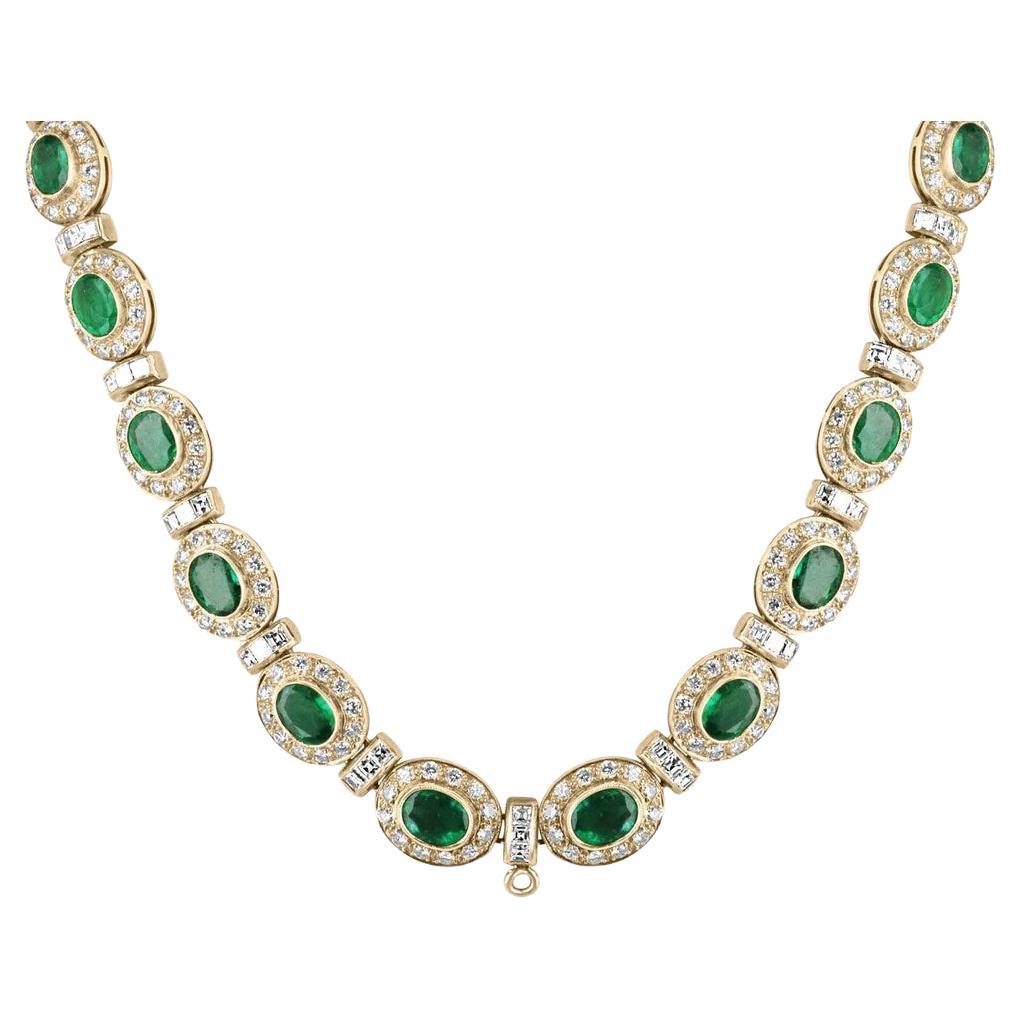 Collar Gargantilla Esmeralda y Diamante Regal 22tcw Oro 18K Esmeralda Ovalada Verde Vivo