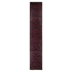 2'2"x13'1" Red, Antique Zoroastrian Sarouk, Hand Knotted, Wool Runner Rug