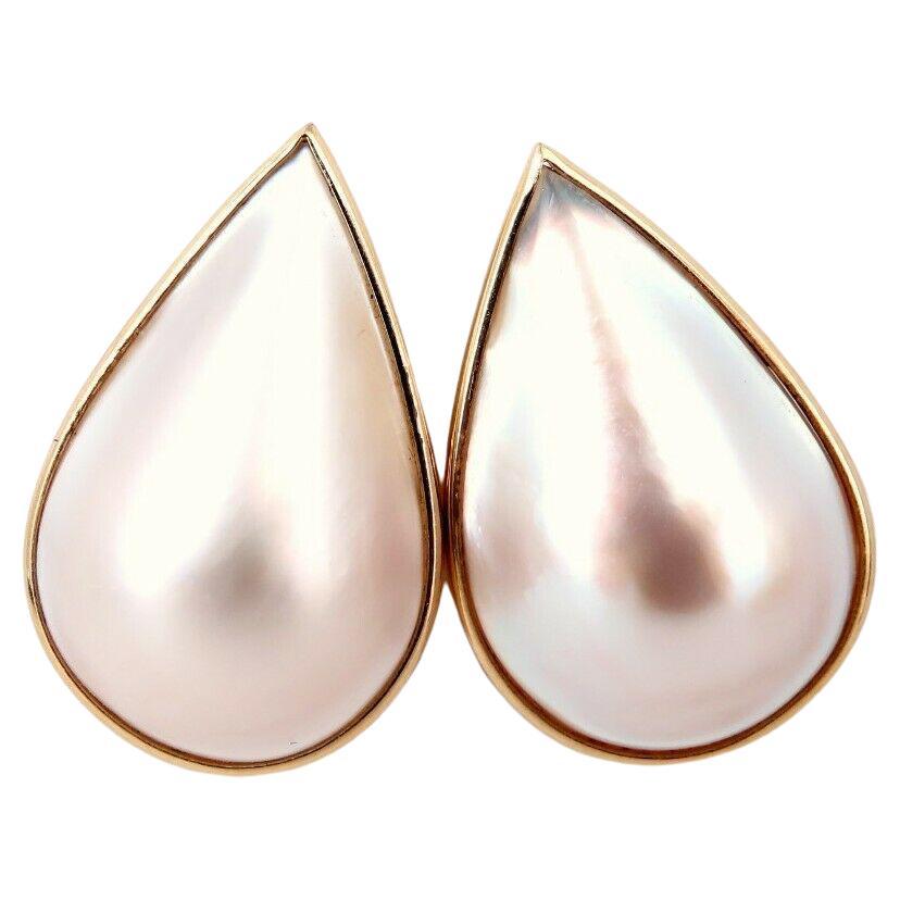 Mabe Pearls Earrings 14kt Gold For Sale