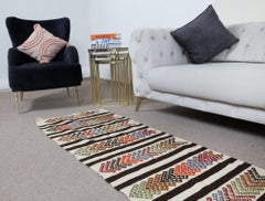 2.2x15 Ft FlatWeave Narrow & Long Runner Kilim, Handmade Striped Rug for Hallway