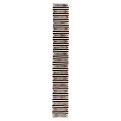 2.2x15 Ft FlatWeave Narrow & Long Runner Kilim, Tappeto a righe fatto a mano per corridoio