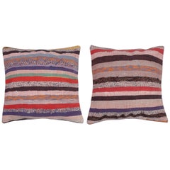 22"x22" SET OF 2 - Handwoven Kilim Cushion Covers. A pair of Accent Pillows