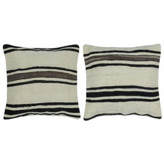 22"x22" SET OF 2 - Vintage Cushion Covers. Flatweave Kilim Accent Pillows