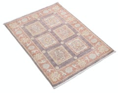 2.2x3 ft Hand Knotted Rust, Brown, Gold Rug. Geometric Floral Pattern Accent Rug