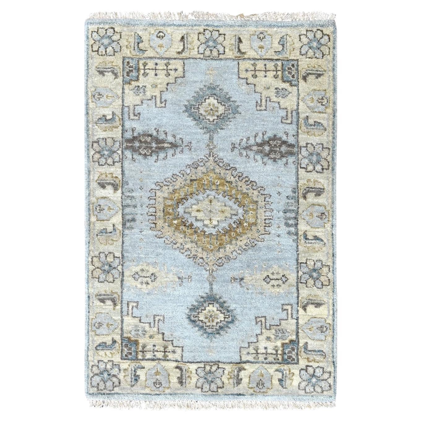 2
2 "x3
 Grau Persisch inspiriert Geometrisches Design Reine Wolle Handgeknüpft Matte Teppich