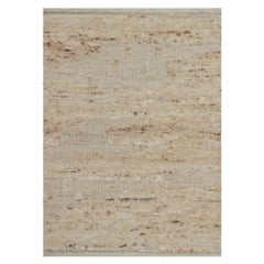 2'2"x3' Ivory Hand Knotted Textured with Hi and Low Modern Pure Wool Mat Rug