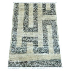 2'2 "x3' Elfenbein Marokkanisch Berber Einfluss Labyrinth Design Handgeknüpft Wolle Matte Teppich
