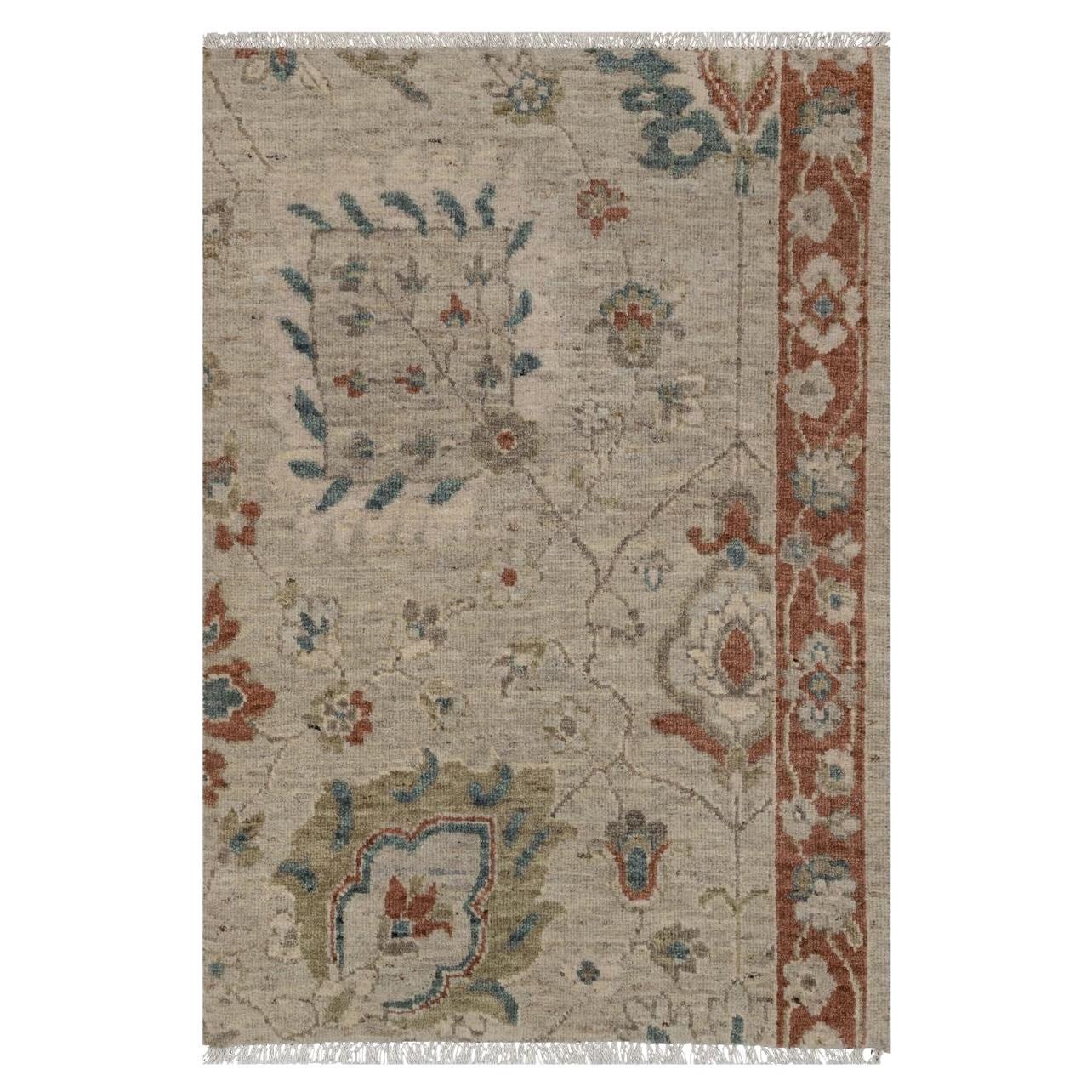 2
2 "x3
1" Beige Gebrochenes Muster mit Oushak Design Handgeknüpfter Teppich aus reiner Wolle