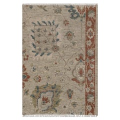 Tappeto beige a motivi spezzati con design/Onek annodato a mano in pura lana 2
2 "x3
1".