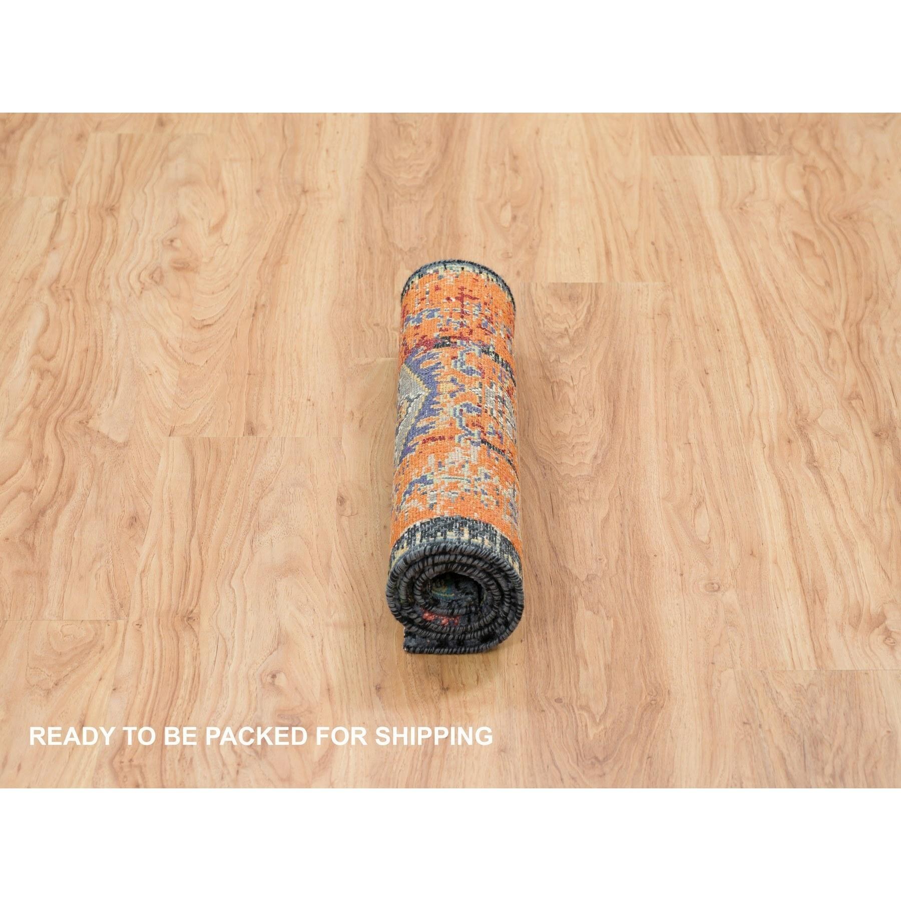 Tappeto orientale antico a pelo morbido rosso e nero annodato a mano 2'2 