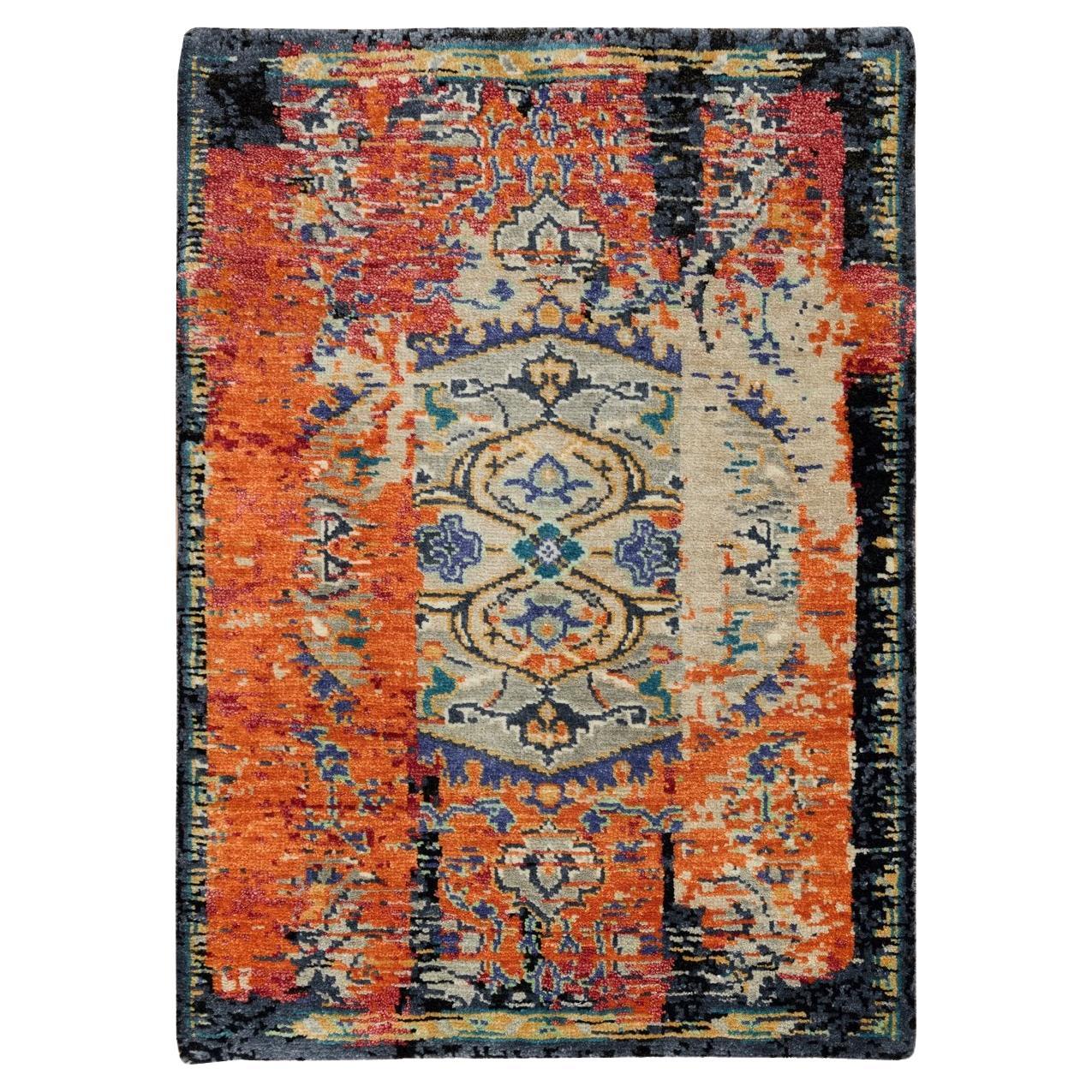 Tappeto orientale antico a pelo morbido rosso e nero annodato a mano 2
2 "x3
2"