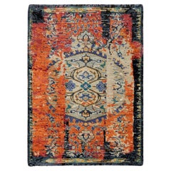 Tappeto orientale antico a pelo morbido rosso e nero annodato a mano 2
2 "x3
2"