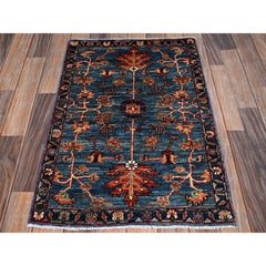 2'2"x3'3" Blue Heriz All Over Design Aryana Collection Hand Knotted Wool Mat Rug