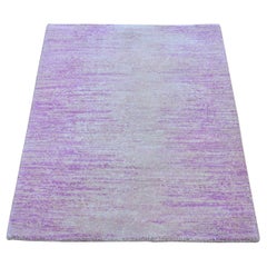 2'2"x3'3" Pure Wool Only Ombre Design Pink with Touches of Ivory Rug
