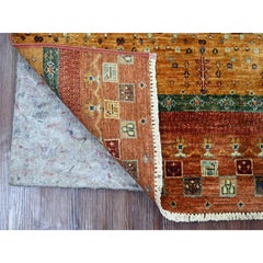 2'2"x4'3" Rust Red Soft Wool Fine Kashkuli Gabbeh Hand Knotted Sample Mat Rug