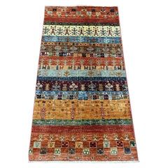 2'2"x4'3" Rust Red Soft Wool Fine Kashkuli Gabbeh Hand Knotted Sample Mat Rug