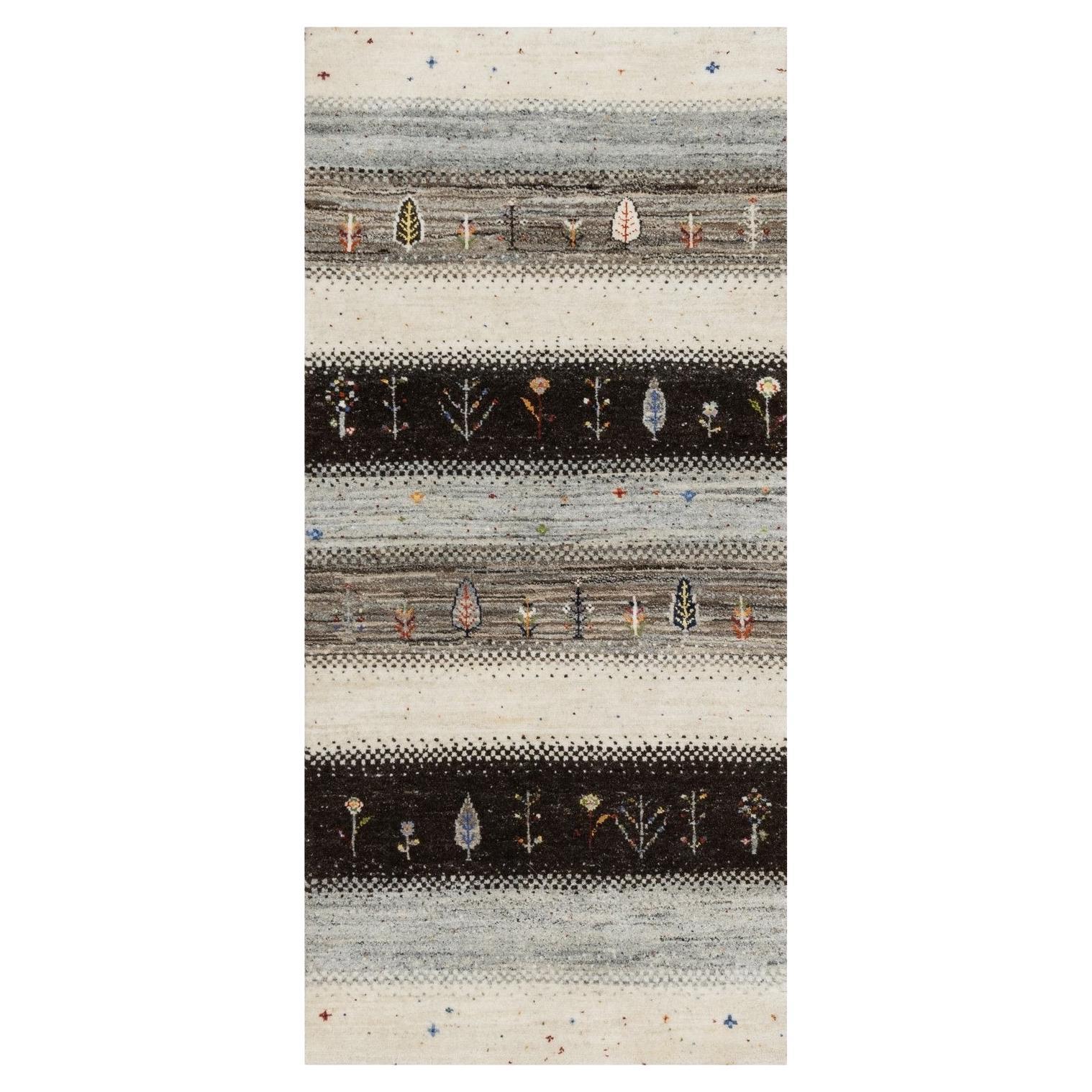 2'2"x4'9" Weiß, modern, Lori Buft Gabbeh 100% Wolle Handgeknüpfter Läufer