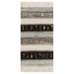 2'2 "x4'9" Bianco, Moderno, Lori Buft Gabbeh 100% Lana annodato a mano Runner Rugs