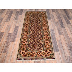 2'2"x5'1" Beige Afghan Andkhoy Geometric Design Hand Knotted Wool Runner Rug