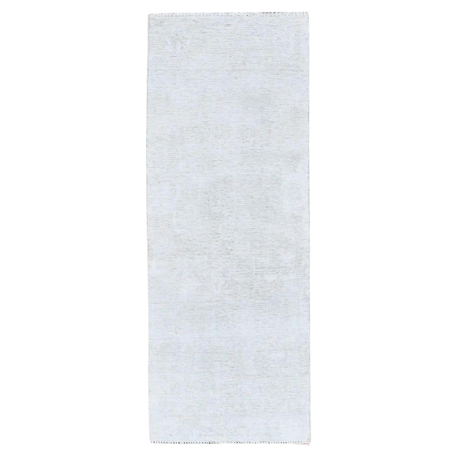2'2"x5'10" Alabaster White Distressed Look Tabriz Vintage Runner Oriental Rug