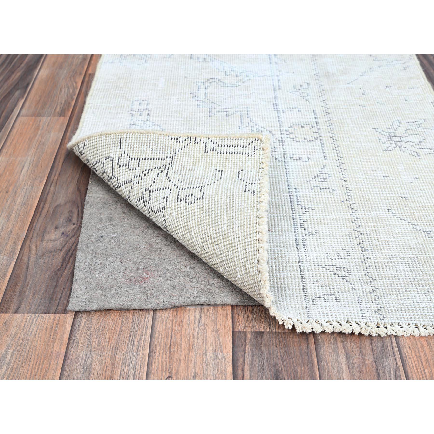 Médiéval Tapis oriental vintage persan Tabriz noué à la main ivoire 2'2