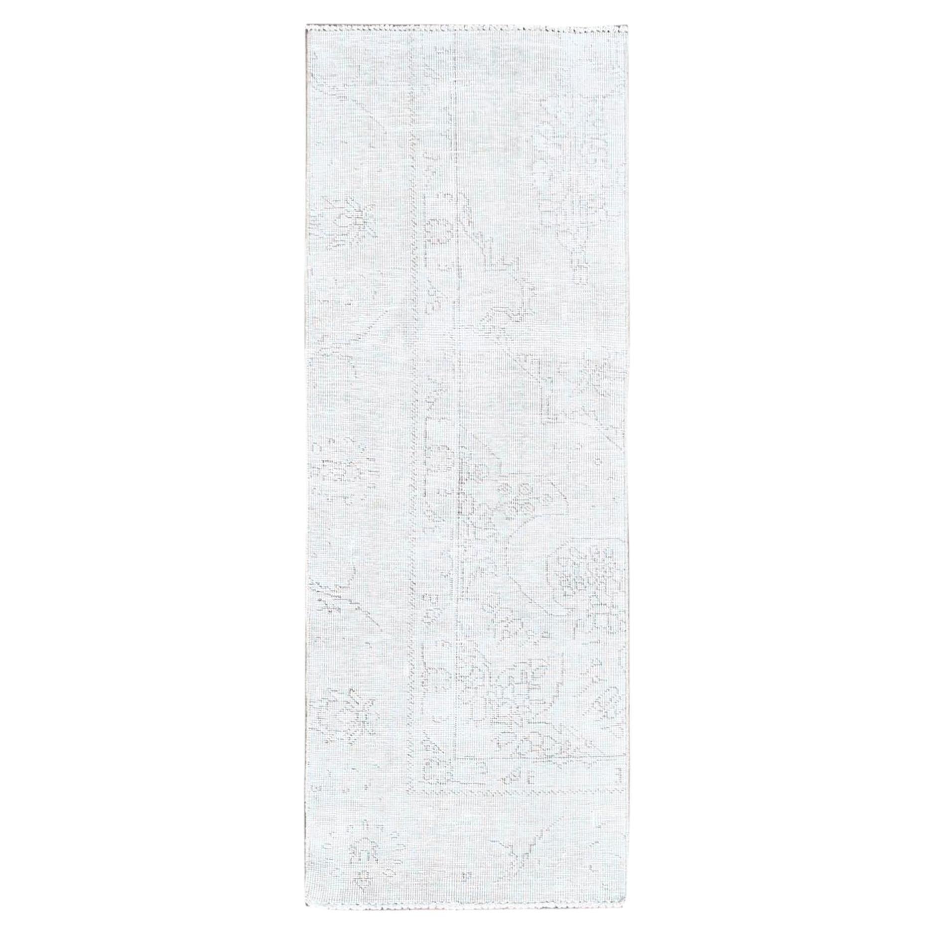 2'2"x5'10" Ivory Vintage Persian Tabriz Hand Knotted Wool Runner Oriental Rug