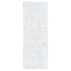 2'2"x5'10" Ivory Vintage Persian Tabriz Hand Knotted Wool Runner Oriental Rug