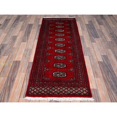 2'2"x5'8" Arsenal Red Princess Bokara Hand Knotted Soft Wool Runner Oriental Rug