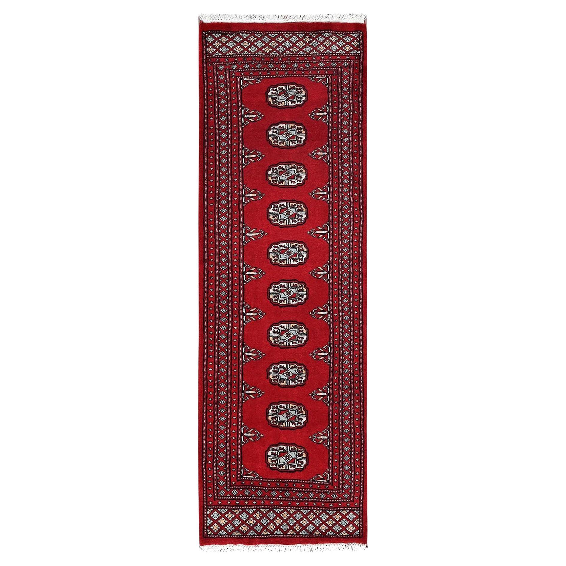 2'2"x5'8" Arsenal Red Princess Bokara Hand Knotted Soft Wool Runner Oriental Rug