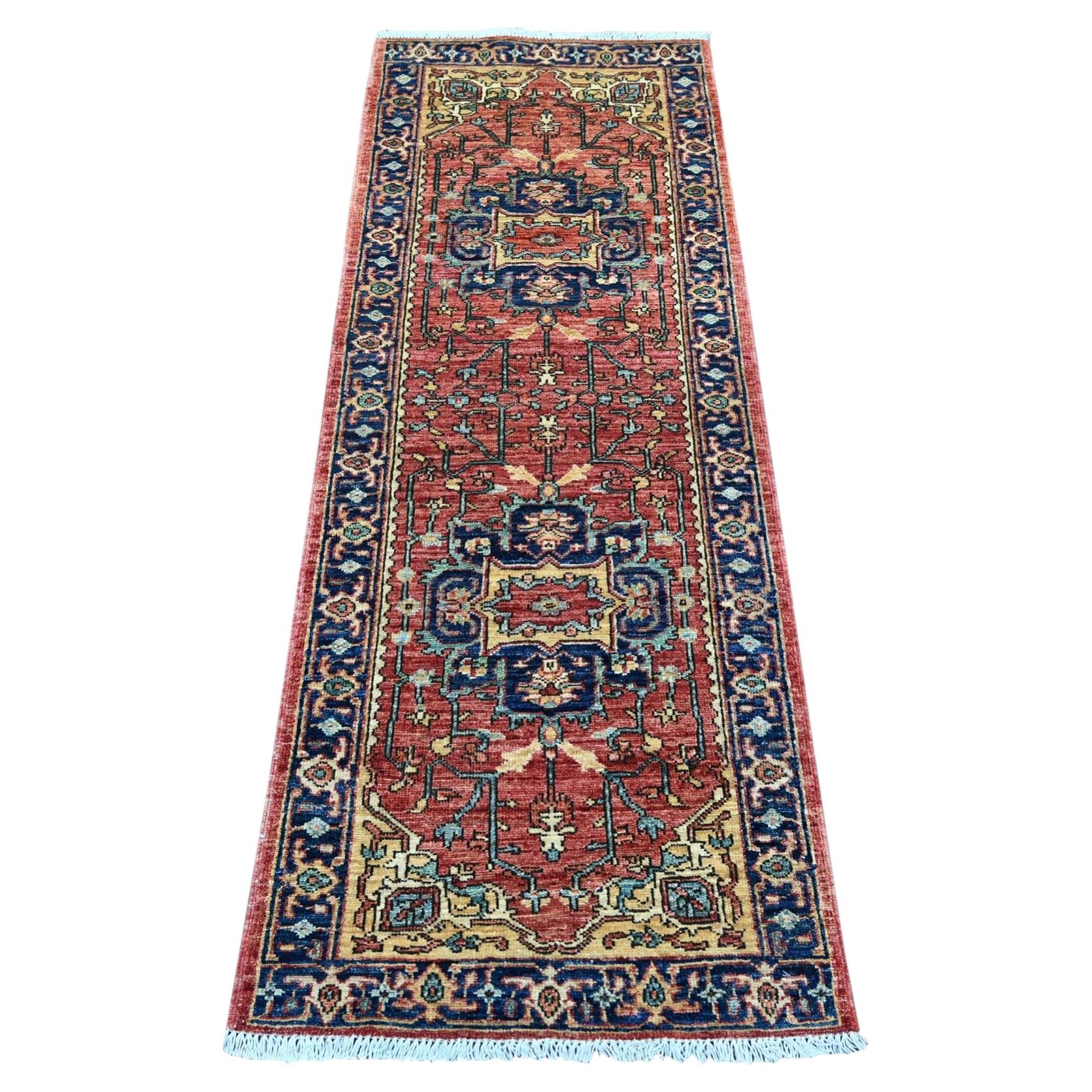 2'2"x6' Auburn Red Aryana Grade Heriz Revival Hand Knotted Wool Runner Rug
