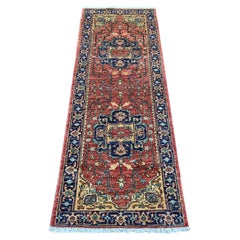 2'2"x6' Auburn Red Aryana Grade Heriz Revival Hand Knotted Wool Runner Rug
