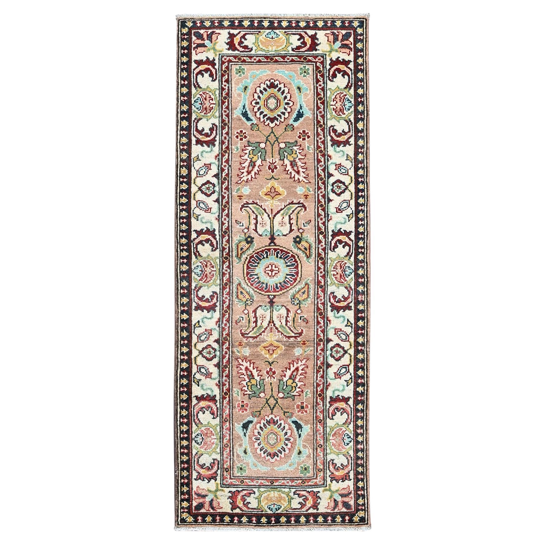 2
2 "x6
 Kazak Marrón Castor con Diseño Tribal Alfombra de Lana Anudada a Mano para Correr en venta