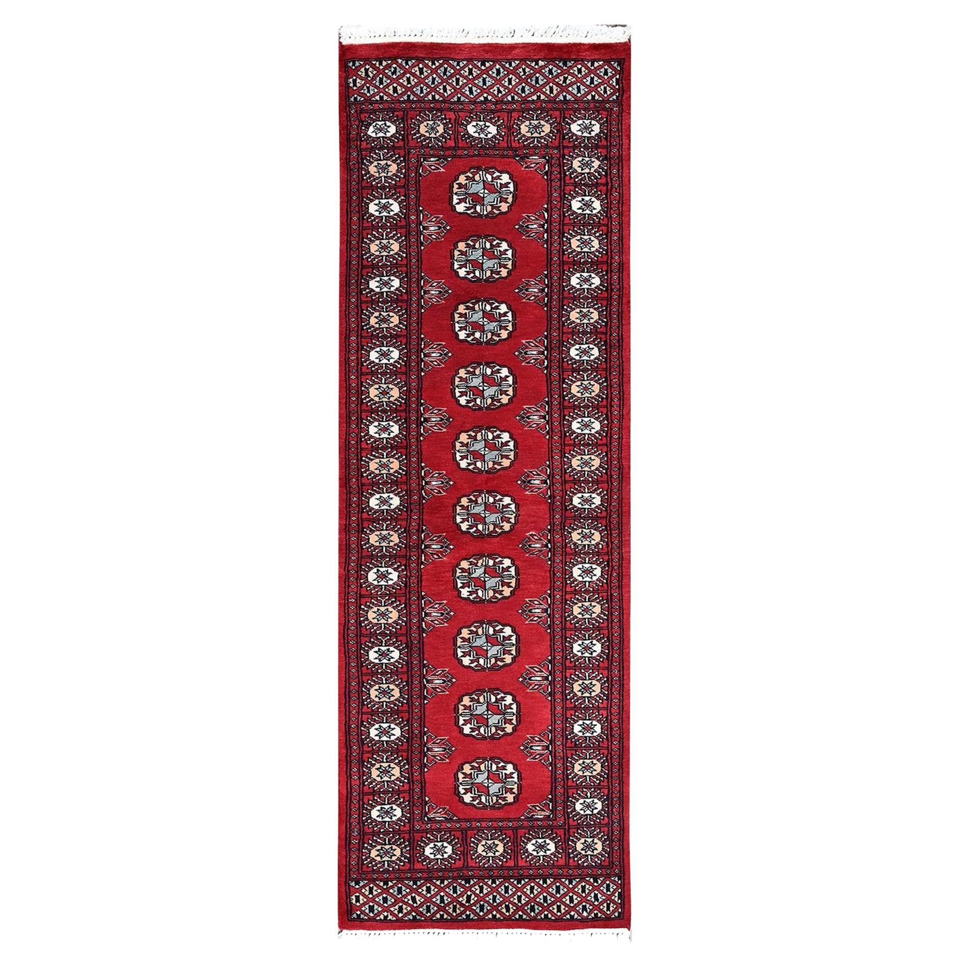 2
2"x6
 Red Princess Bokara Tribal Medallions All Wool Hand Knotted Runner Rug