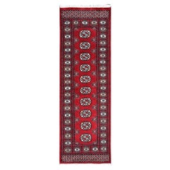 2
2"x6
 Red Princess Bokara Tribal Medallions All Wool Hand Knotted Runner Rug