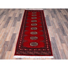 2'2"x6' Red Princess Bokara Tribal Medallions Hand Knotted All Wool Runner Rug