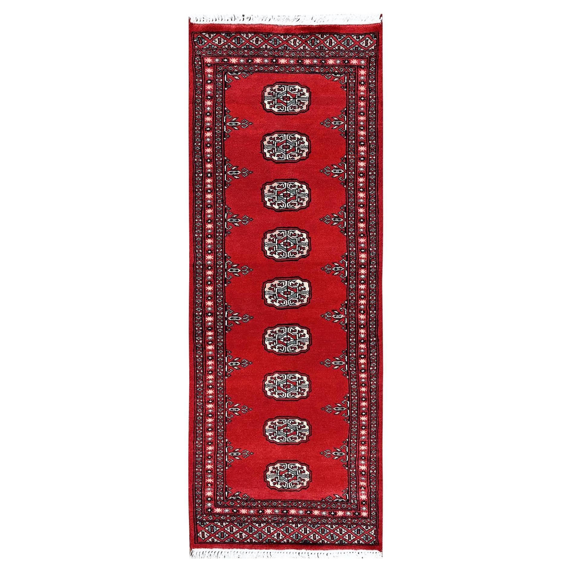 2'2"x6' Red Princess Bokara Tribal Medallions Hand Knotted All Wool Runner Rug For Sale